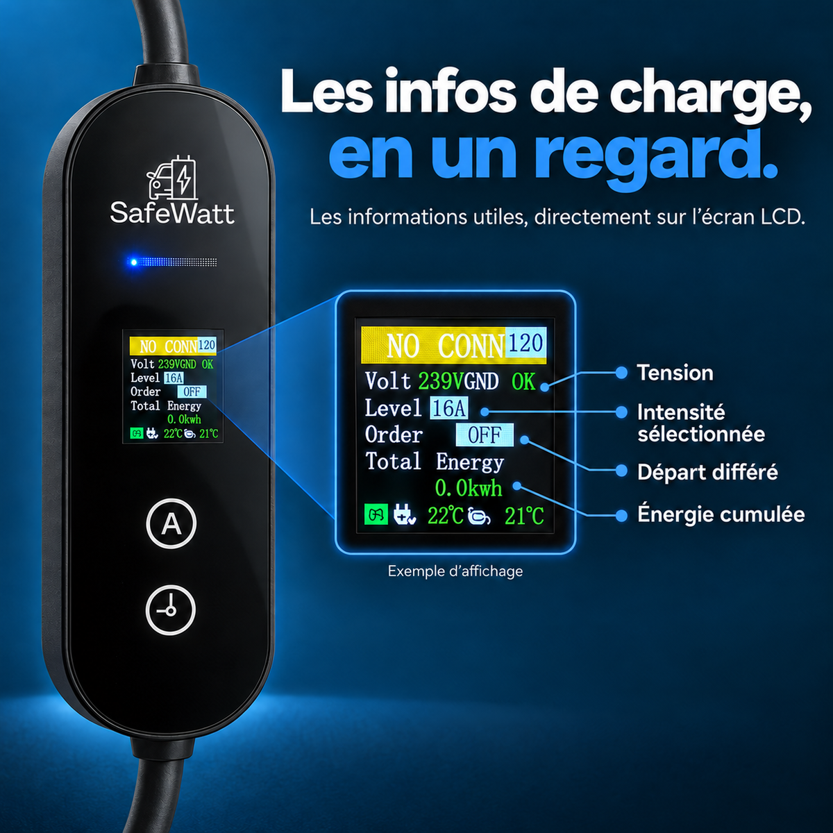 Chargeur mobile SafeWatt 16 A · Type 2
